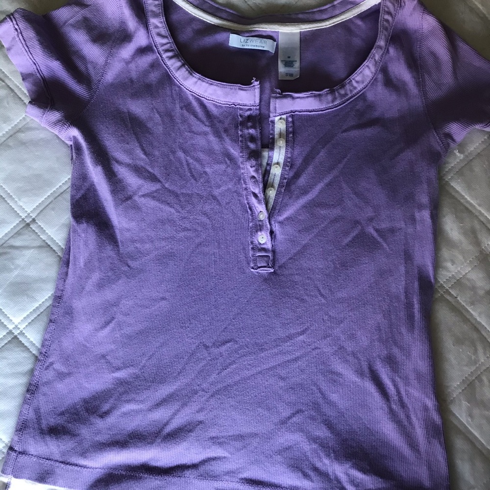 Liz Claiborne 1/4 Button T-Shirt